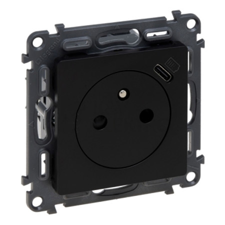 Jednozásuvka LEGRAND VALENA LIFE 756336 čierna s nabíjačkou USB C