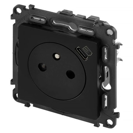 Jednozásuvka LEGRAND VALENA LIFE 756336 čierna s nabíjačkou USB C