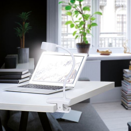 Lampa stolová LED 2W 3-6500K CCT nabíjateľná na štipec biela SOLIGHT WO3001-W