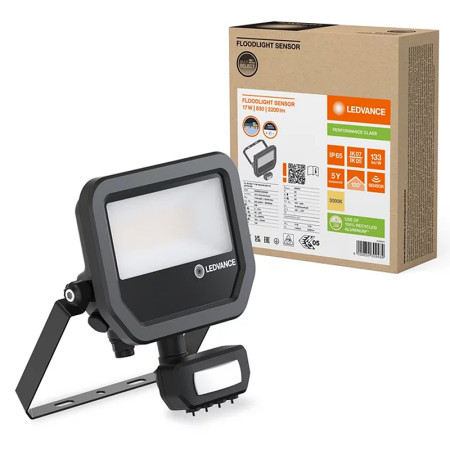 Reflektor LED 20W+PIR 3000K BK LEDVANCE FL KLM 17W/11W/3000K SENZOR SYM100 BK 2200/1465lm PMC