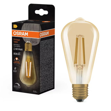 Žiarovka OSRAM LED Vintage 1906 E27 7,2W/824 FILAMENT GOLD EDISON DIM
