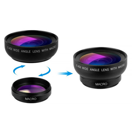 Objektív pre mobilté telefóny 0,45x PHONE LENS širokouhlý + makro objektív