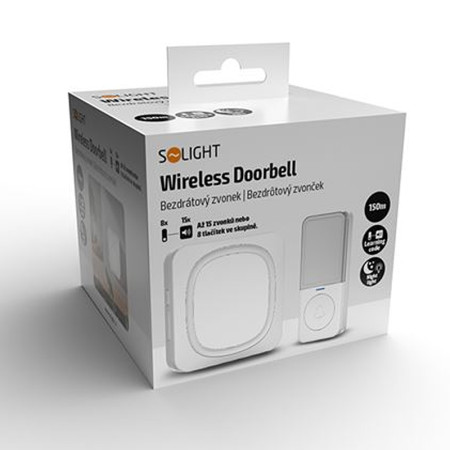 Zvonček bezdrôtový 230V 150m SOLIGHT 1L79 biely+nočné svetielko