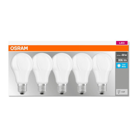 Žiarovka OSRAM LED BASECLA60 E27 8,5W/840 5balenie