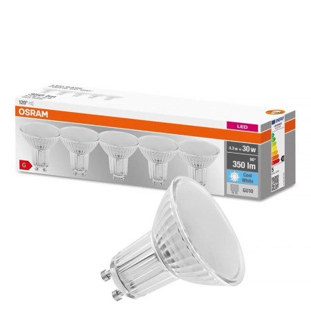 Žiarovka OSRAM LED SPAR1650120 GU10 4,3W/840 5balenie BASEPAR1650 120°