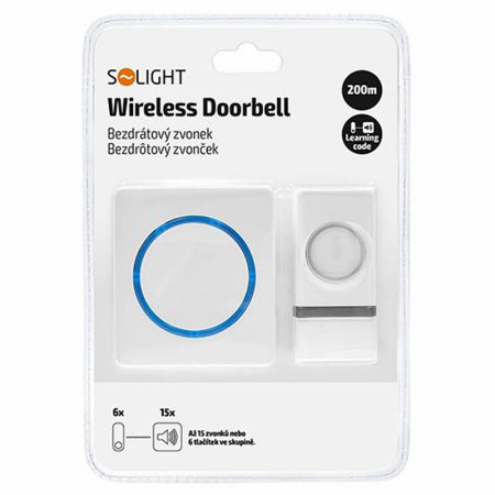 Zvonček bezdrôtový bat. 200m SOLIGHT 1L45