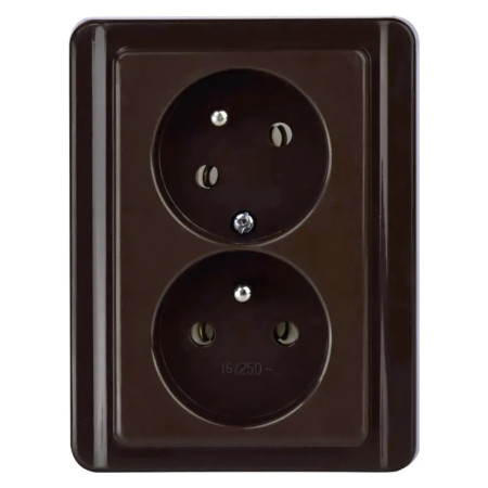 Dvojzásuvka TESLA STANDARD 4FN15098.2116 hnedá