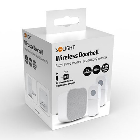 Zvonček bezdrôtový 230V 180m SOLIGHT 1L74DT 2xTLAČ+1xRING