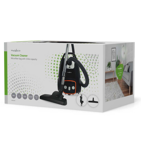 Vysávač podlahový NEDIS VCBG250GY 700W čierny 3L