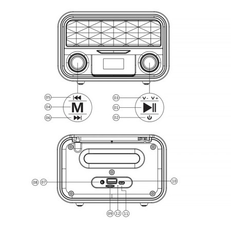 Rádio prenosné RHYTHM I10 BROWN retro