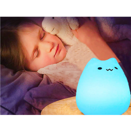 Lampa stolová LED 0,3W RGB silikónová 3xAAA MAČIČKA LITTLE CAT