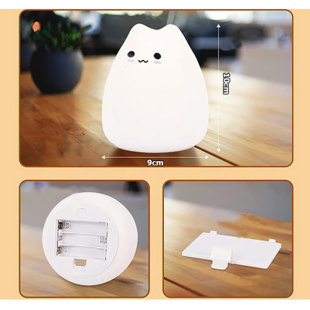 Lampa stolová LED 0,3W RGB silikónová 3xAAA MAČIČKA LITTLE CAT
