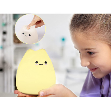 Lampa stolová LED 0,3W RGB silikónová 3xAAA MAČIČKA LITTLE CAT