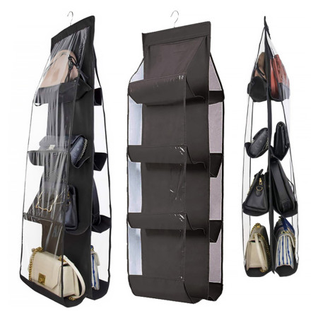 Organizér na kabelky 8ks do šatníka OKS-8BK čierny