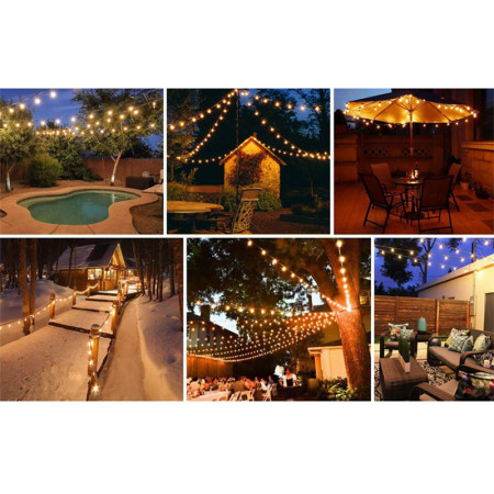 Reťaz svietiaca LED WW 15ks 15m 24V IP44 ML15301 nadpájateľné