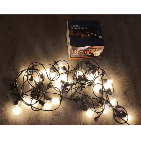 Reťaz svietiaca LED WW 15ks 15m 24V IP44 ML15301 nadpájateľné