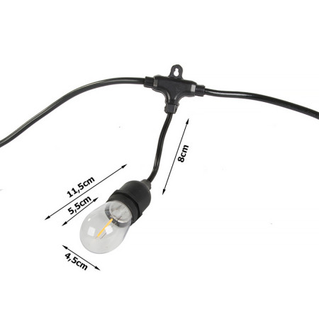 Reťaz visiaca LED WW 15ks 15m 24V IP44 ML15300 nadpájateľné (E27)