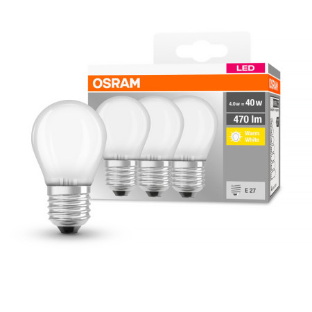 Žiarovka OSRAM LED BCLP40 E27 4W/827 3balenie FILAMENT BASECLP40 ilumka FR matná