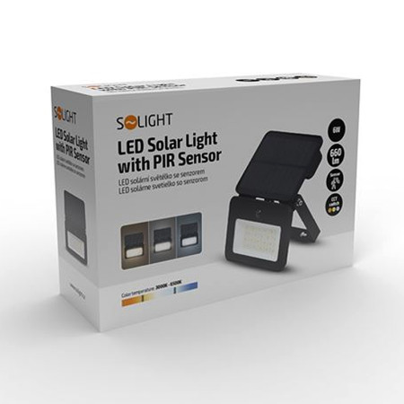 Reflektor LED so solárnym panelom+PIR SOLIGHT WL913