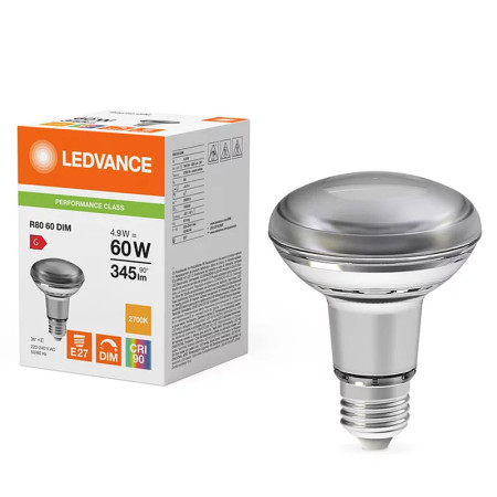 Žiarovka LEDVANCE LED R80D6036 E27 4,9W/927 DIM PMC