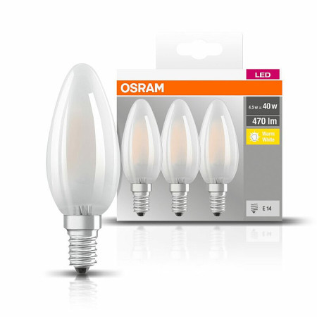 Žiarovka OSRAM LED CLB40 E14 4W/827 3balenie FILAMENT BASECLB40 sviečka FR matná