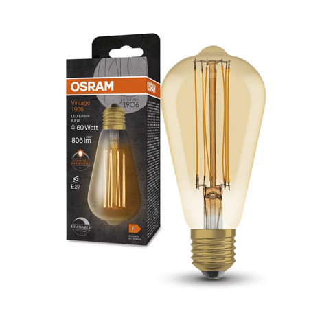 Žiarovka OSRAM LED Vintage 1906 E27 8,8W/822 FILAMENT GOLD EDISON DIM