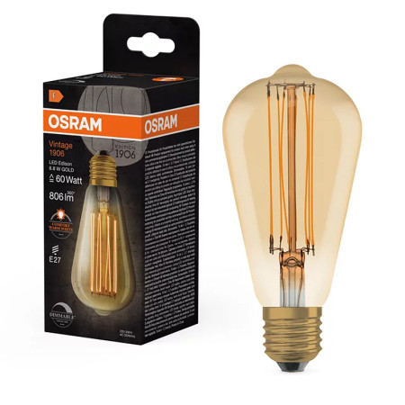 Žiarovka OSRAM LED Vintage 1906 E27 8,8W/822 FILAMENT GOLD EDISON DIM