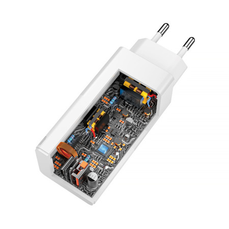 Adaptér 2xUSB 230V/5V-20V USBC+USBA FOREVER FWC-GAN-PDQC65 65W GaN PD+QC