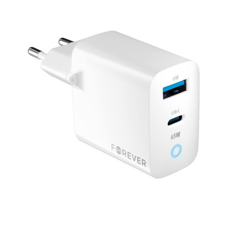Adaptér 2xUSB 230V/5V-20V USBC+USBA FOREVER TC-06-65AC 65W GaN PD+QC