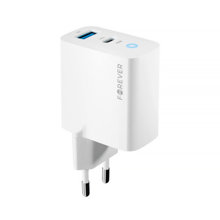 Adaptér 2xUSB 230V/5V-20V USBC+USBA FOREVER TC-06-65AC 65W GaN PD+QC