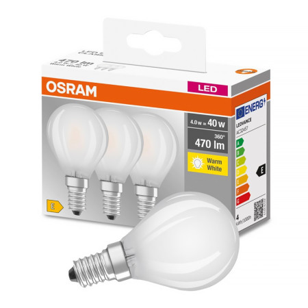 Žiarovka OSRAM LED BCLP40 E14 4W/827 3balenie FILAMENT BASECLP40 ilumka FR matná