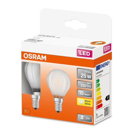 Žiarovka OSRAM LED BCLP25 E14 2,5W/827 2balenie FILAMENT BASECLP25 ilumka FR matná