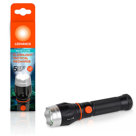 Svietidlo ručné LED ACCU 3,2W 300lm LEDVANCE FLASHLIGHT TACTICAL RECHARGE