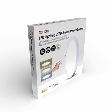 Stropnica LED 300mm 36W 3-6000K CCT+DO 2700lm IP20 biele SOLIGHT WO8019