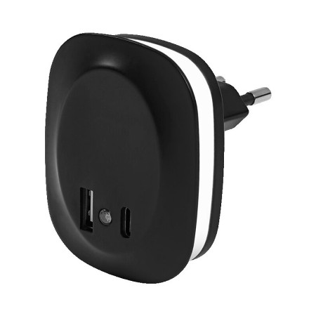 Svietidlo nočné LED LEDVANCE LUNETTA EDGE USBC+USBA súmrakový senzor čierne