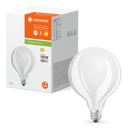Žiarovka LEDVANCE LED G95100D E27 11W/827 GLOBE G95 FILAMENT FR matná DIM PMC