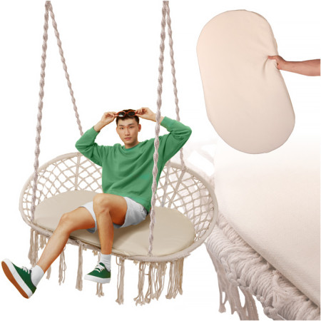 Kreslo závesné HAMMOCK krémové pre dve osoby 135x125cm max 240kg SW395