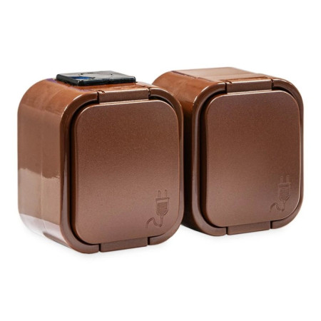 Dvojzásuvka VDT IP54 TIMEX NT-6B2 hnedá