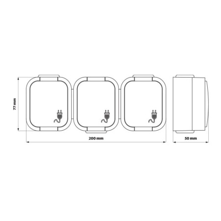 Trojzásuvka VDT IP54 TIMEX NT-316B2 hnedá