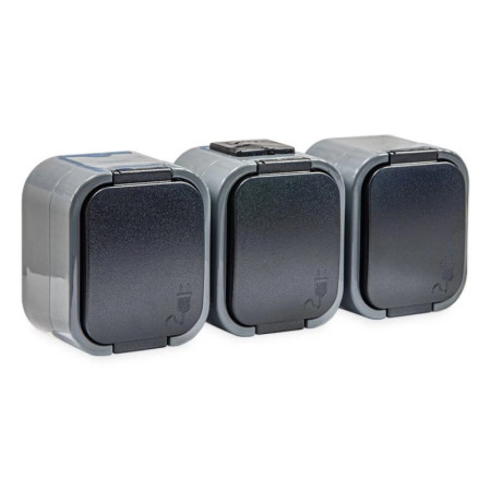 Trojzásuvka VDT IP54 TIMEX NT-316B2 čierno-sivá