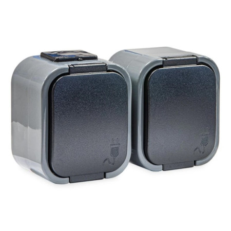 Dvojzásuvka VDT IP54 TIMEX NT-6B2 čierno-sivá