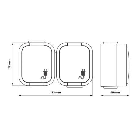 Dvojzásuvka VDT IP54 TIMEX NT-6B2 čierno-sivá
