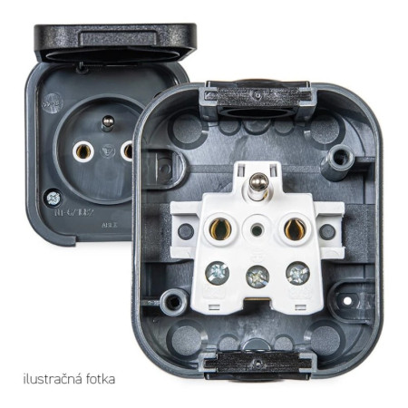 Jednozásuvka+vypínač VDT IP54 TIMEX GWN-B2 hnedá