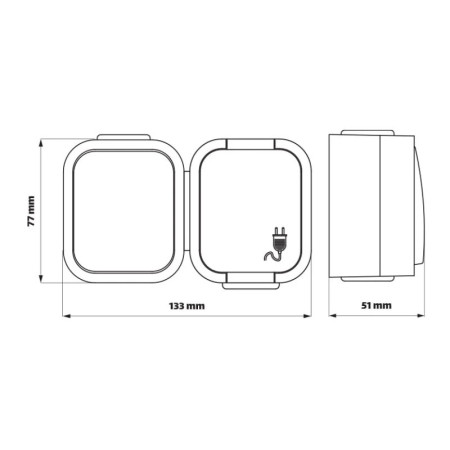 Jednozásuvka+vypínač VDT IP54 TIMEX GWN-B2 čierno-sivá