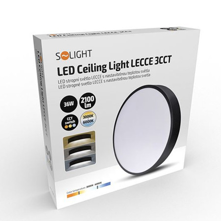 Stropnica LED 300mm 36W 3-6000K CCT 2100lm IP20 čierne SOLIGHT WO804-B