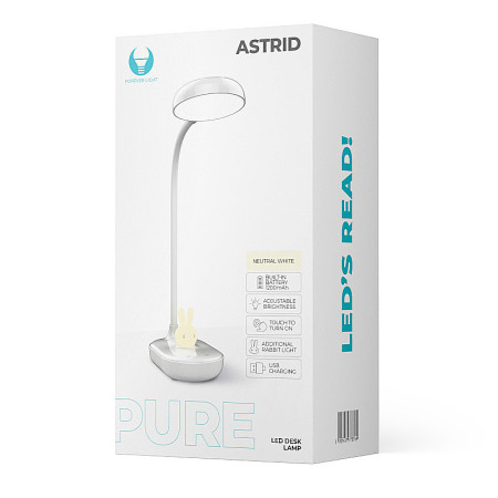 Lampa stolová LED 4,5W 4000K nabíjateľná biela FOREVER FLB-30 ASTRID