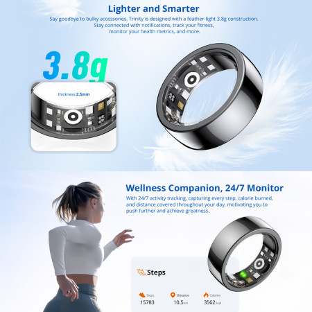 Prsteň inteligentný TRINITY smart ring SR01 white size 8