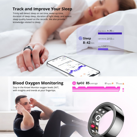 Prsteň inteligentný TRINITY smart ring SR01 white size 8