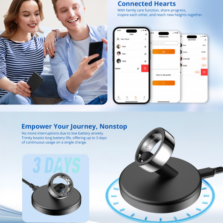 Prsteň inteligentný TRINITY smart ring SR01 white size 8